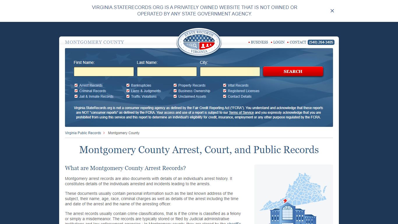 Montgomery County Arrest, Court, and Public Records