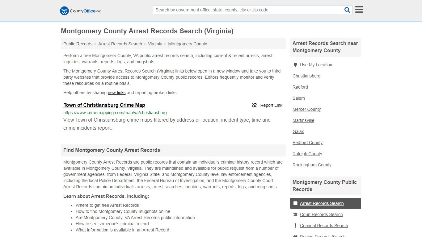 Arrest Records Search - Montgomery County, VA (Arrests ...